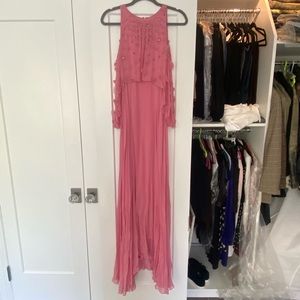 Flowing Floor length Pink Gown with Rhinestones